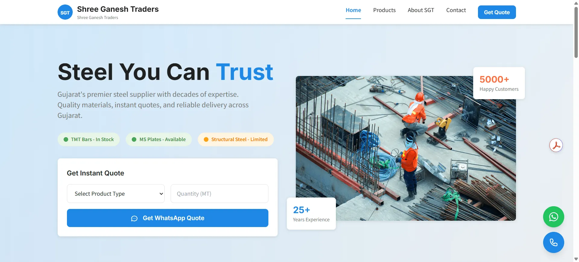 Shree Ganesh Traders - B2B Steel Supplier Portal